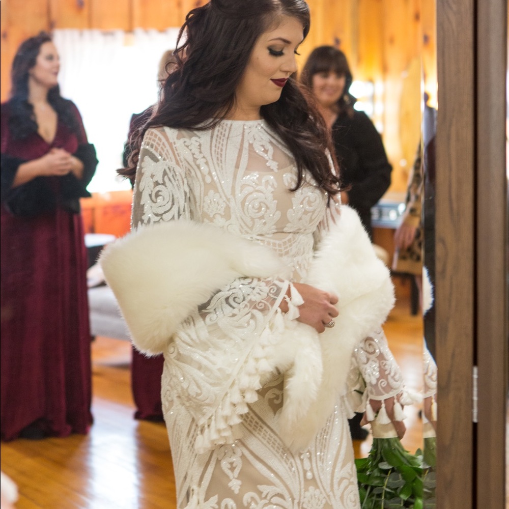 Boho Glam Sequin Bridal Gown | Rue De Seine Inspired Bell Sleeves Tassel Trim